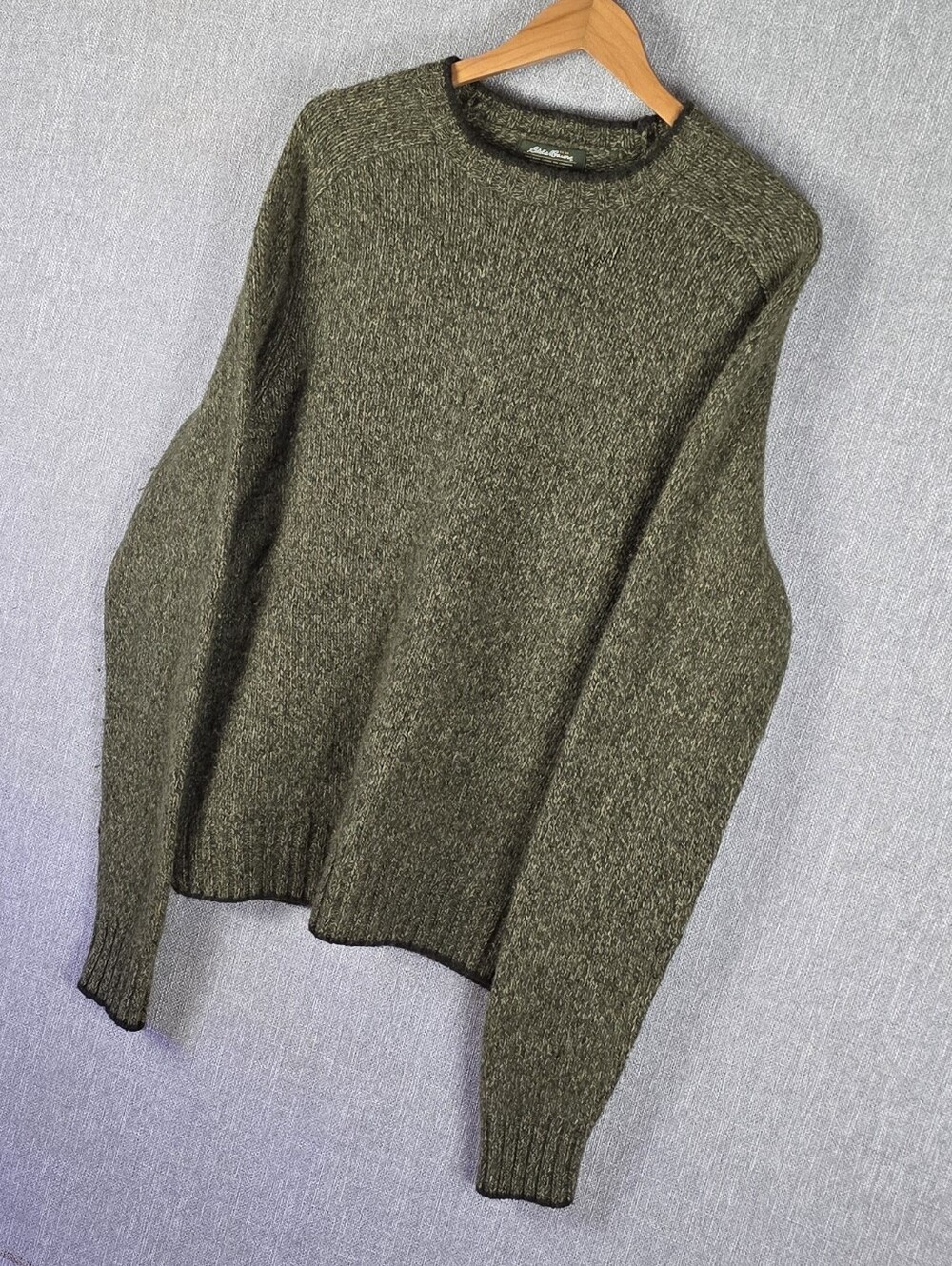 Eddie Bauer Green Lambs Wool Blend Crewneck Sweater Mens XL